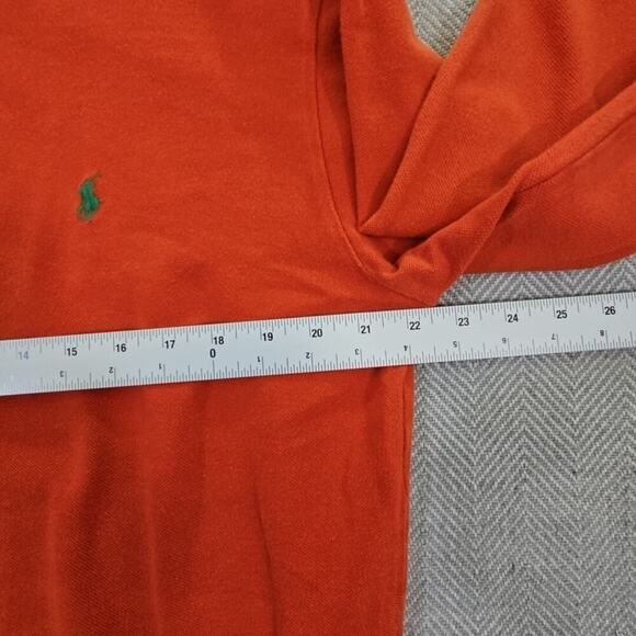 Polo Ralph Lauren Rugby Shirt Men's Large Orange Pony Long Sleeve Cotton Y2K - Picture 4 of 16